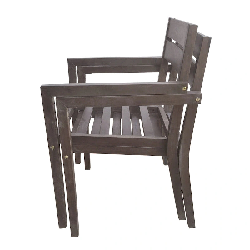 Ensemble de 7 tables et chaises d'extérieur en bois d'acacia pour patio