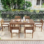 Ensemble de 7 tables et chaises d'extérieur en bois d'acacia pour patio