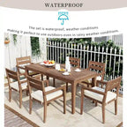 Ensemble de 7 tables et chaises d'extérieur en bois d'acacia pour patio