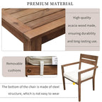 Ensemble de 7 tables et chaises d'extérieur en bois d'acacia pour patio