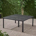 Table à manger d'extérieur moderne en aluminium avec accents tressés
