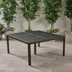 Table à manger d'extérieur moderne en aluminium avec accents tressés