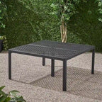 Table à manger d'extérieur moderne en aluminium avec accents tressés