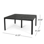 Table à manger d'extérieur moderne en aluminium avec accents tressés
