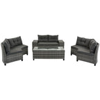 Ensemble de canapé d'extérieur demi-lune sectionnel en osier 8 pièces avec table basse rectangulaire