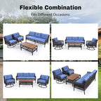 Ensemble de conversation en rotin d'extérieur 4 pièces avec fauteuils pivotants et table basse