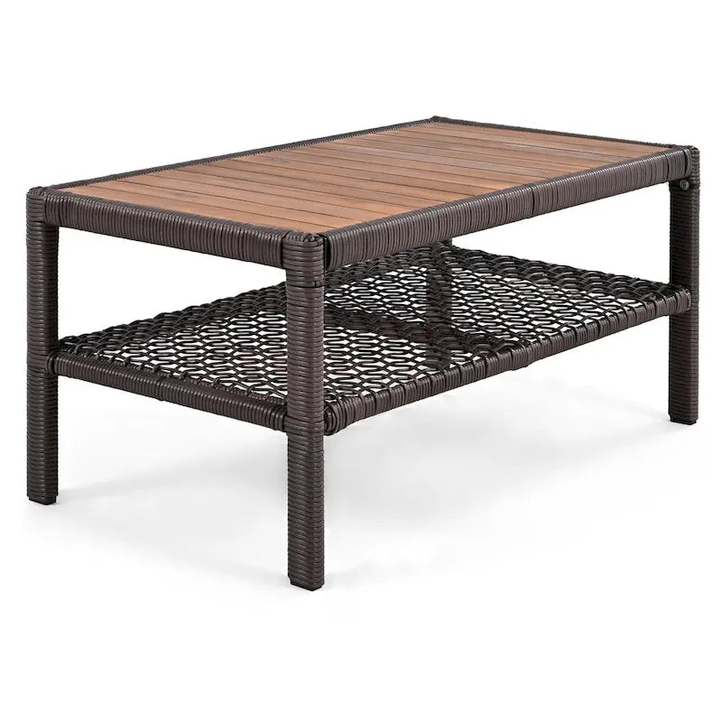 Ensemble de conversation en rotin d'extérieur 4 pièces avec fauteuils pivotants et table basse