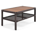Ensemble de conversation en rotin d'extérieur 4 pièces avec fauteuils pivotants et table basse