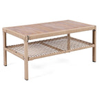 Ensemble de conversation en rotin d'extérieur 4 pièces avec fauteuils pivotants et table basse