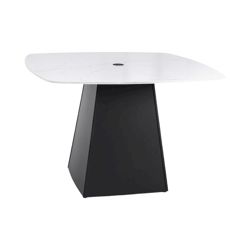 Table à manger carrée d'extérieur 44 en aluminium avec plateau en pierre frittée