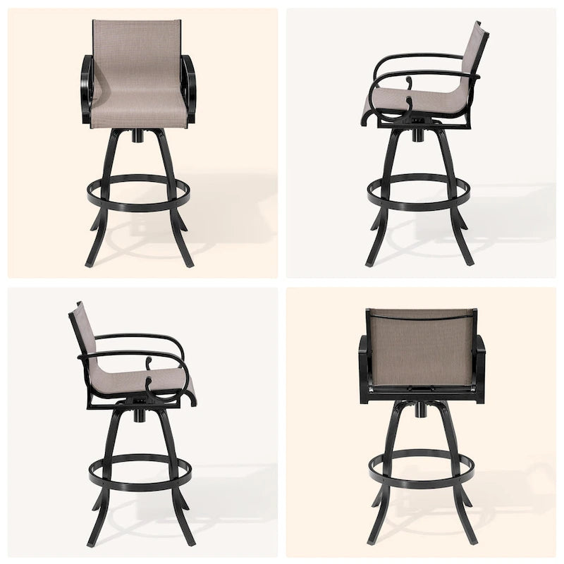 Ensemble de bar 3/5 pièces avec tabourets pivotants en aluminium, Sunbrella et Textilene