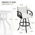 Ensemble de bar 3/5 pièces avec tabourets pivotants en aluminium, Sunbrella et Textilene