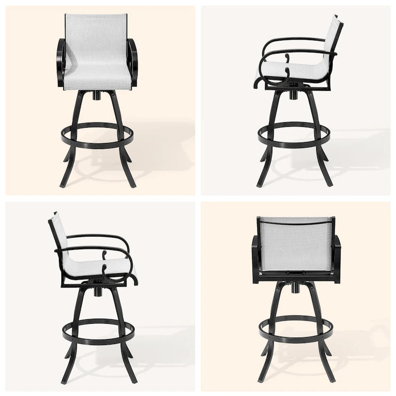 Ensemble de bar 3/5 pièces avec tabourets pivotants en aluminium, Sunbrella et Textilene