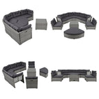 Ensemble de meubles de patio en rotin avec coussins et table basse