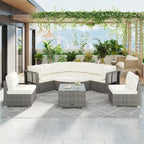 Ensemble de meubles de patio en rotin avec coussins et table basse