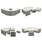 Ensemble de meubles de patio en rotin avec coussins et table basse