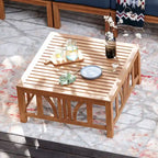 Ensemble sectionnel de patio en teck Cambridge Casual Lowell 6 pièces avec coussins