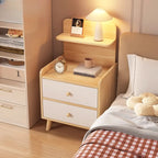 Table de chevet moderne en bois à rangement ouvert avec tiroirs