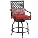 Ensemble de 4 chaises de bar de patio pivotantes en métal avec coussins pour l'extérieur