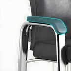 Chaise de bureau HomeyFad moderne en cuir et métal à 4 pieds avec accoudoirs
