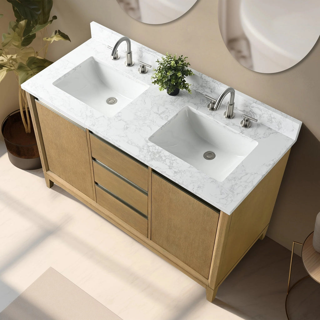 Meuble-lavabo Vanity Art avec évier en céramique et dessus en marbre reconstitué