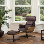 Jovan 31.5 Fauteuil inclinable en cuir véritable avec ottoman