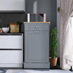 Meuble de Rangement en Bois pour Poubelle de Cuisine avec Dessus de Comptoir et Tiroir