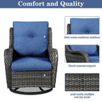 Chaises longues à bascule d'extérieur en osier Gymojoy avec base pivotante (lot de 2)