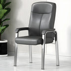 Chaise de bureau HomeyFad moderne en cuir et métal à 4 pieds avec accoudoirs
