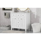 Meuble-lavabo avec vasque en céramique, deux placards et cinq tiroirs