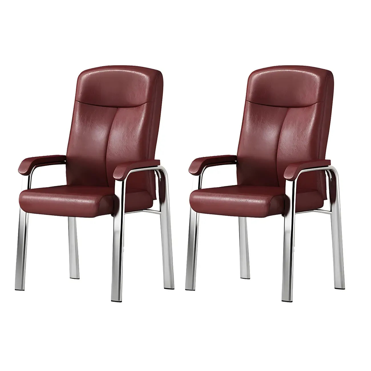 Chaise de bureau HomeyFad moderne en cuir et métal à 4 pieds avec accoudoirs