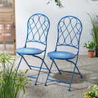 Ensemble bistrot pliant en métal Glitzhome pour extérieur, 3 pièces, table et chaises de patio