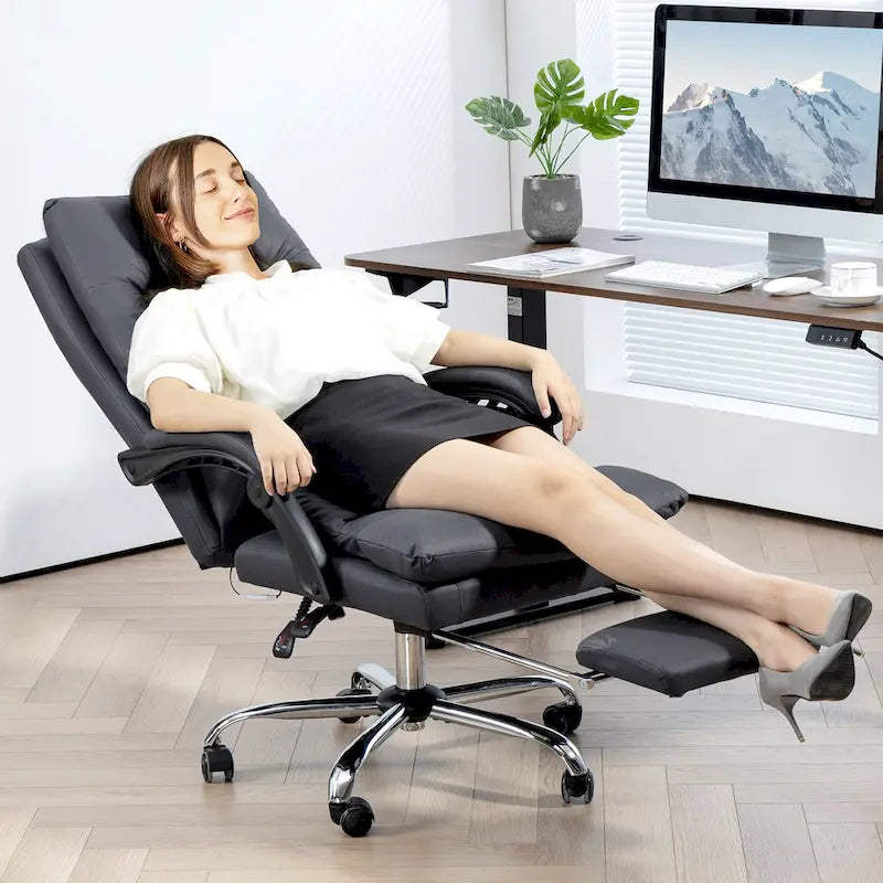 Fauteuil de bureau massant, chauffant et inclinable en microfibre Vinsetto avec vibrations