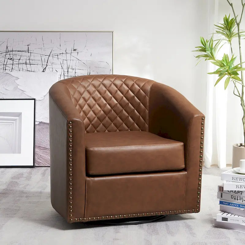 Fauteuil à barillet pivotant en cuir PU touffeté KINWELL 29