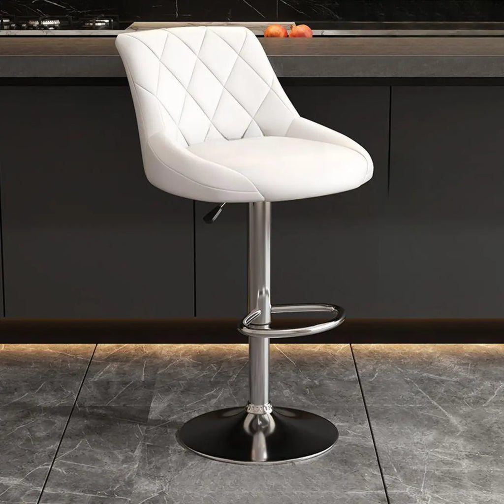 Tabouret de bar pivotant, capitonné en losanges, réglable, cuir PU noir et rouge