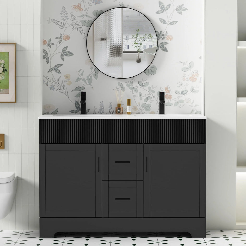 Meuble-lavabo de salle de bain Wavy Line 30/36/48 avec évier et robinet