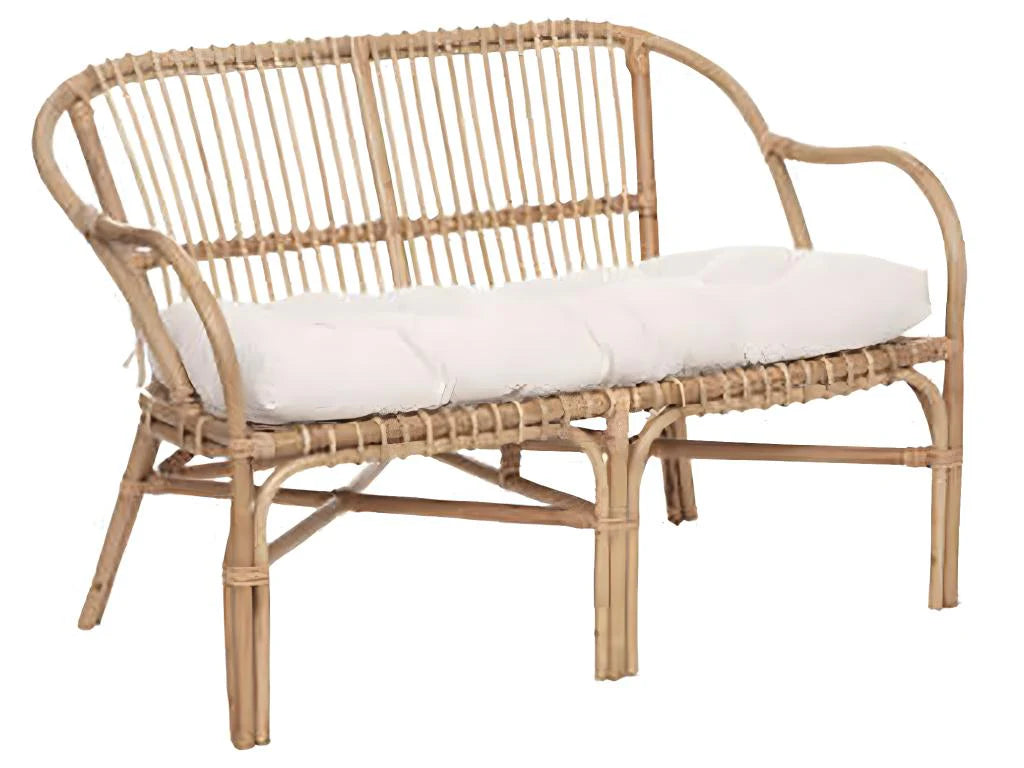 Banc places rotin - Blanc