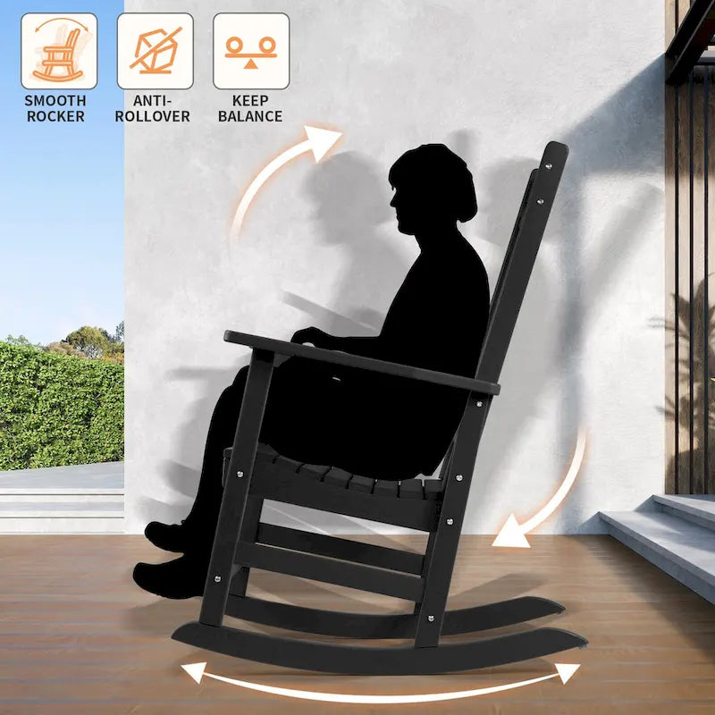 Ensemble de 2 chaises berçantes d'extérieur à dossier haut Vrakae pour tous les temps