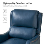 Fauteuil inclinable Brigida moderne en cuir véritable avec clous décoratifs et repose-pieds réglable (lot de 2) par HULALA HOME