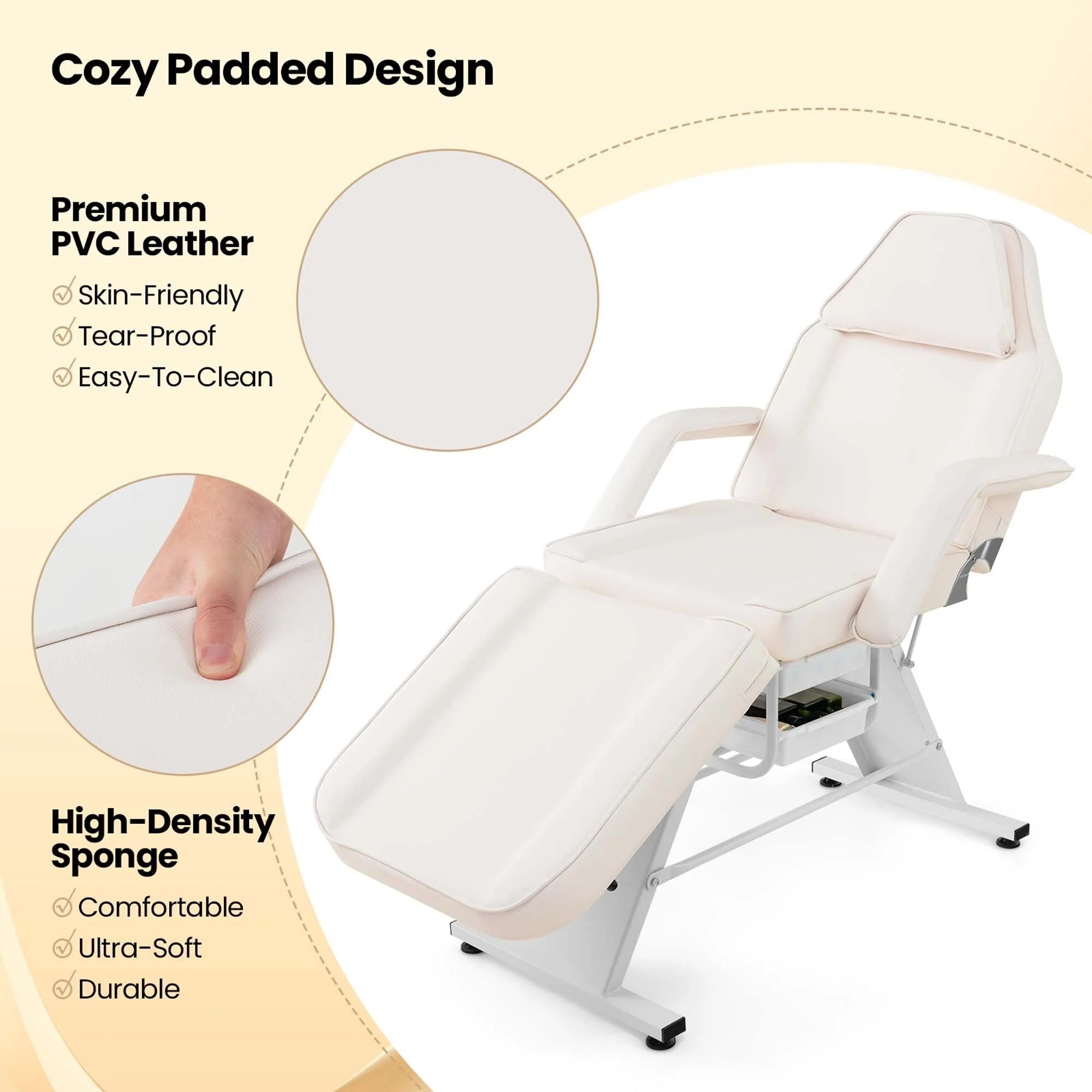 Costway Lit de massage 72" avec tabouret hydraulique et dossier réglable