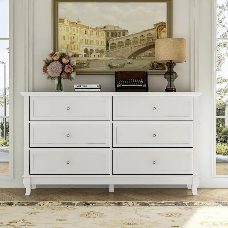 Commode de chambre à coucher en bois à 6 tiroirs profonds