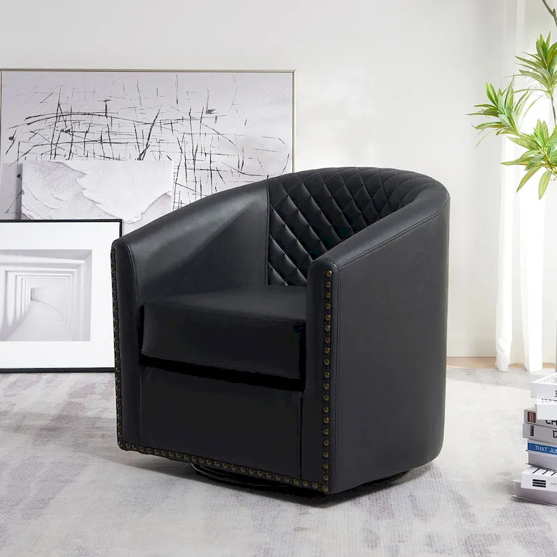 Fauteuil à barillet pivotant en cuir PU touffeté KINWELL 29