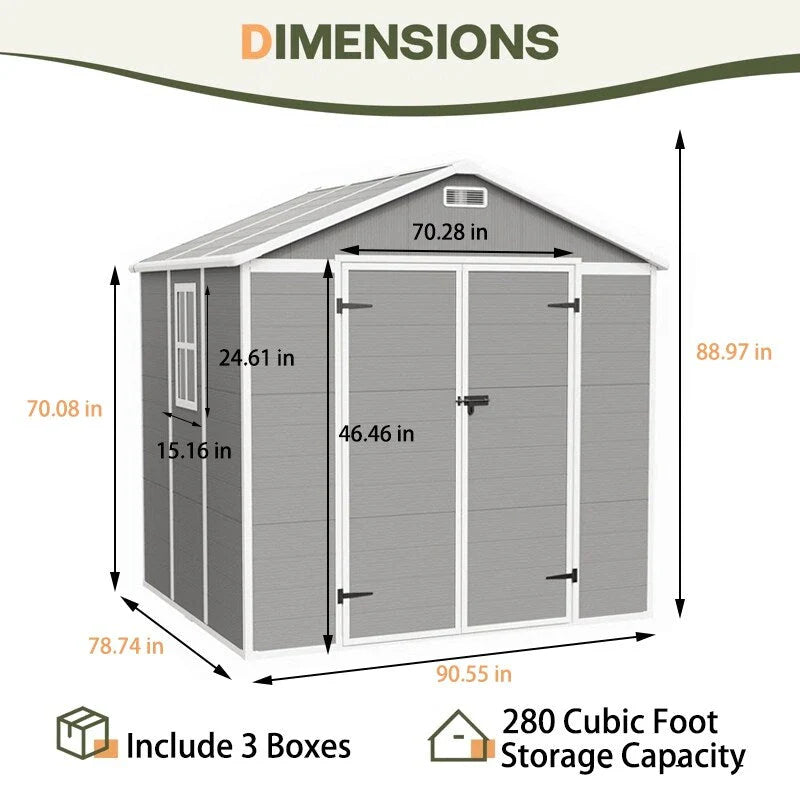 Abri de jardin en résine toutes saisons avec plancher, 1,8 m x 1,2 m/1,8 m x 2,4 m/2,4 m x 1,8 m/2,4 m x 3 m, Spire Tool Shed