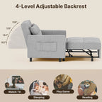 Canapé-lit convertible 3 en 1, chaise longue rembourrée réglable et pliable
