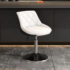 Tabouret de bar pivotant, capitonné en losanges, réglable, cuir PU noir et rouge