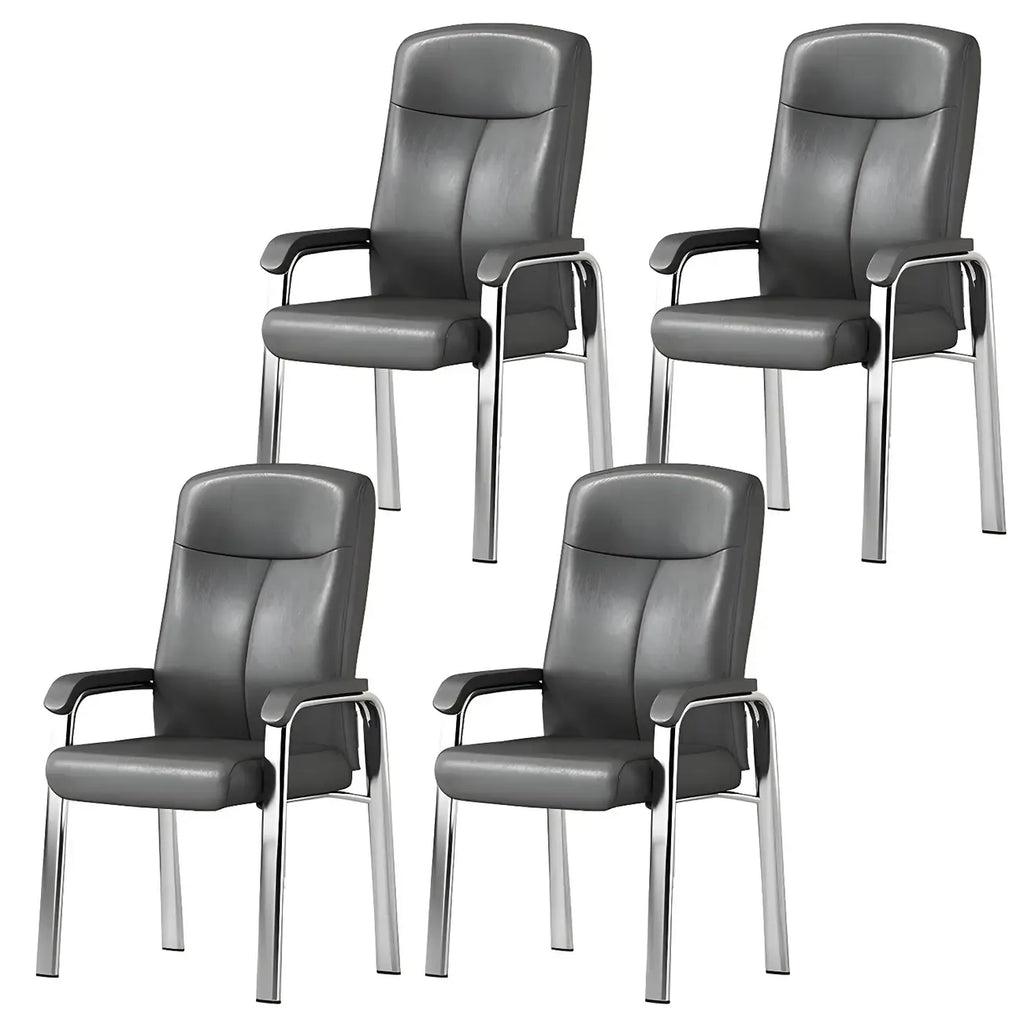 Chaise de bureau HomeyFad moderne en cuir et métal à 4 pieds avec accoudoirs