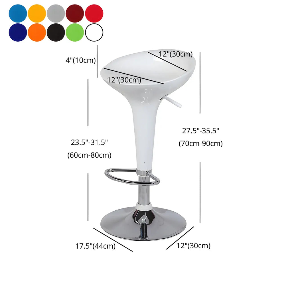 Tabouret de bar pivotant en plastique chromé réglable en hauteur