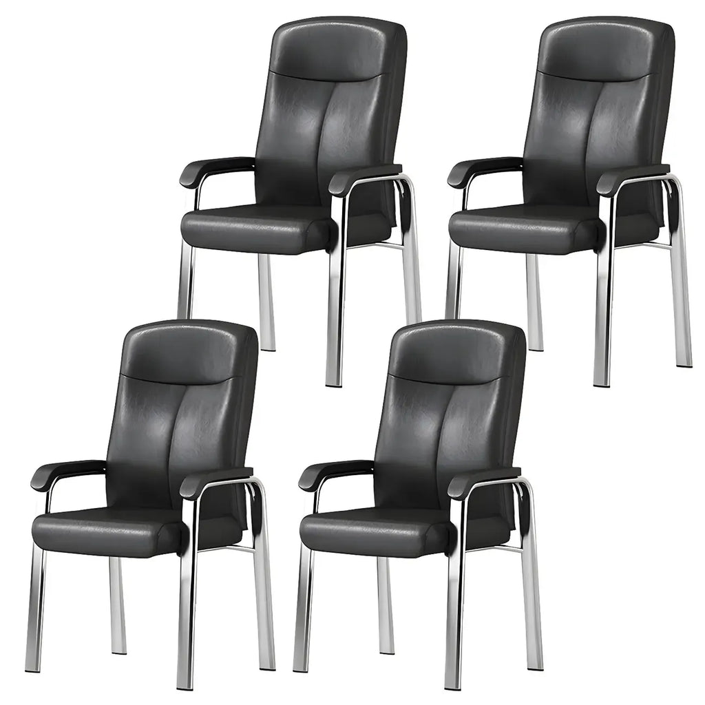 Chaise de bureau HomeyFad moderne en cuir et métal à 4 pieds avec accoudoirs