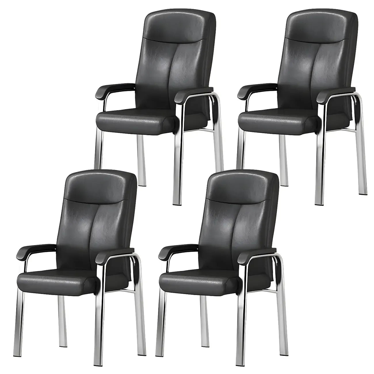 Chaise de bureau HomeyFad moderne en cuir et métal à 4 pieds avec accoudoirs