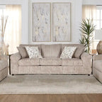 Ensemble canapé, causeuse et fauteuil câlin en velours côtelé à grosses côtes Nason de Roundhill Furniture